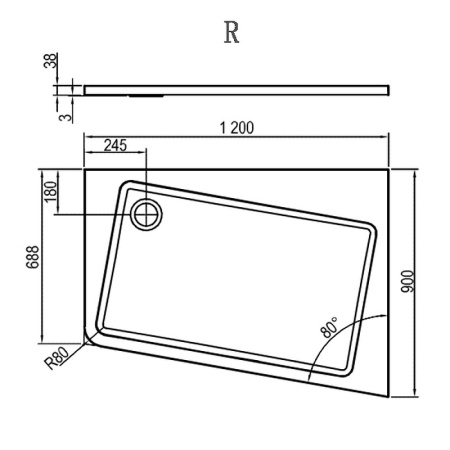 Душевой поддон из искусственного камня Ravak 10° Asymetric Pro 120x90 XA25G70101P