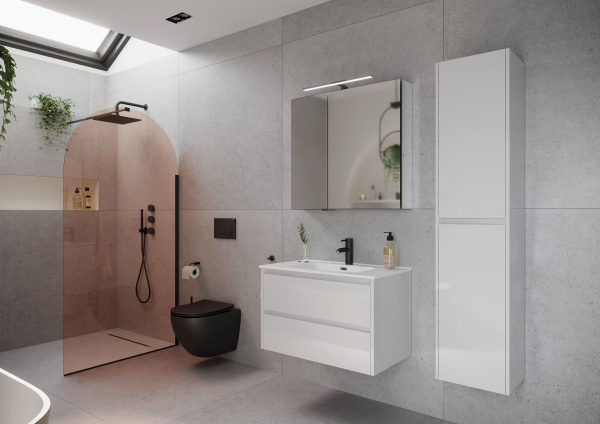 Тумба под раковину Sancos  Libra LB80W белый глянец