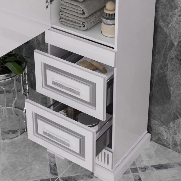 Пенал Opadiris Оникс левый Белый глянцевый с серебряной патиной Z0000005505