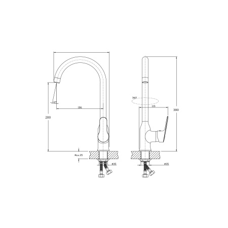 Смеситель для кухонной мойки RUSH Crete CR3535-23