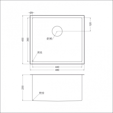 Кухонная мойка (48х43) EMAR EMB-114 PVD Nano Satine