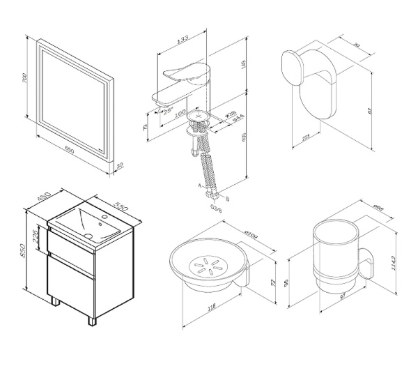 Комплект мебели AM.PM X-Joy 55 BK85GK