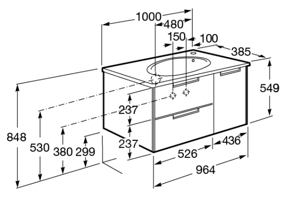 Тумба под раковину Roca Etna 100 дуб верона 857302445
