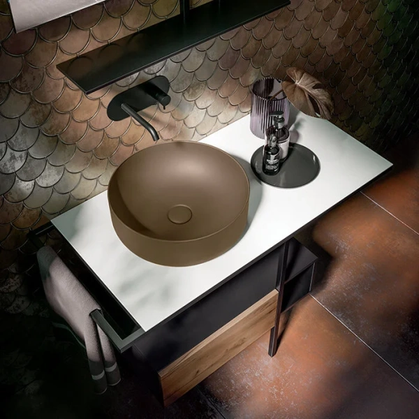 Раковина накладная (40х40) Kerasan Nolita 534488 коричневый матовый