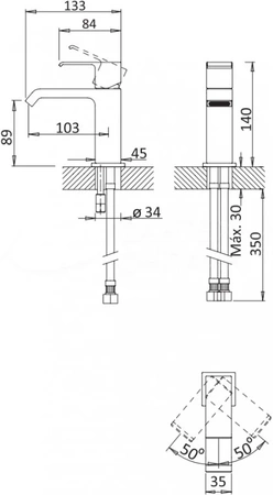 Смеситель для раковины Cezares Porta PORTA-LS1-01-W0