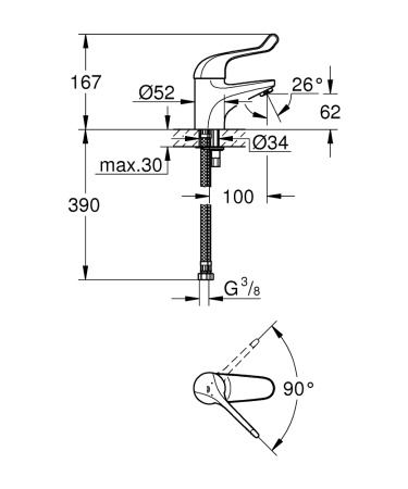 Смеситель однорычажный для раковины GROHE Euroeco Special 32789 000 (32789000)