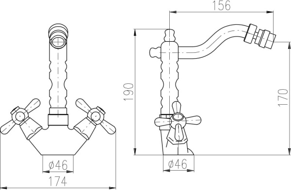 Смеситель для биде Rav Slezak Morava Retro MK521.5/9SM