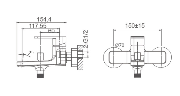 Смеситель для ванны WONZON & WOGHAND ARNIE, хром WW-693101-CR Смеситель для ванны WONZON & WOGHAND ARNIE, хром WW-693101-CR
