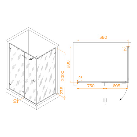 Душевой уголок (140х100) RGW Stilvoll SV-040Gr 353204040-210 матовое
