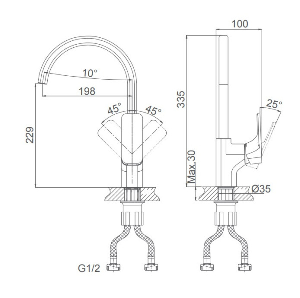 Смеситель для кухни D&K Berlin.Technische (DA1432425) высокий черный матовый