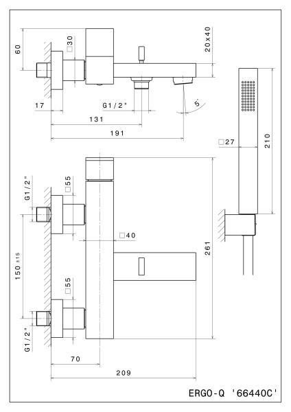 Смеситель для ванны Kerama Marazzi Futura 66440CKM.01.093