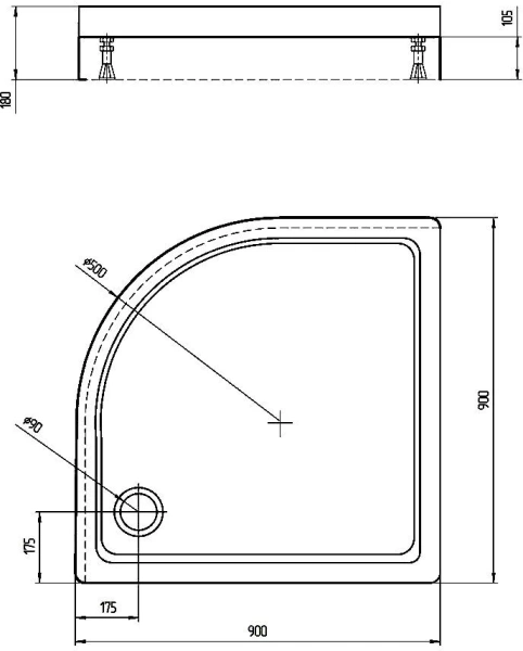 Душевой поддон Aquatek (90x90) DP-0000003 1/4 круга