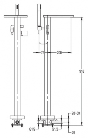 Смеситель для ванны Cezares Cascado CASCADO-F-VDP-01