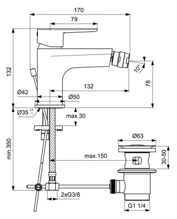 Смеситель для биде Ideal Standard Cerafine Model O BC705AA