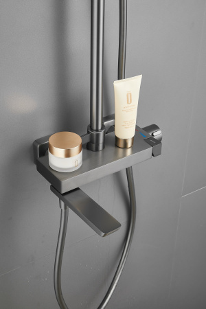 Душевая система с изливом Belz B24672-3, оружейная сталь