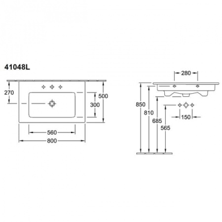 Раковина 80х50  410 Villeroy & Boch Venticello Plus 41048LR1