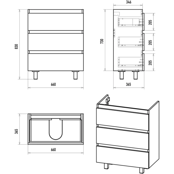 Тумба под раковину 70 Brevita Victory VIC-07070-0103Я без раковины