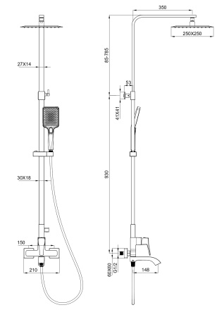 Душевая система WONZON & WOGHAND FLEX, брашированный никель WW-88047072-BN