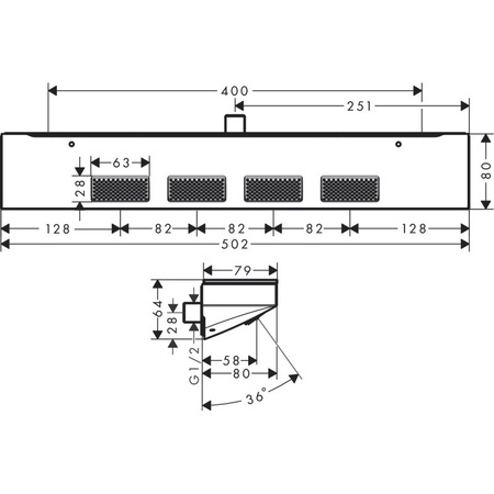 Боковой душ с полкой Hansgrohe Rainfinity 500 1jet 26243340 шлифованный черный хром