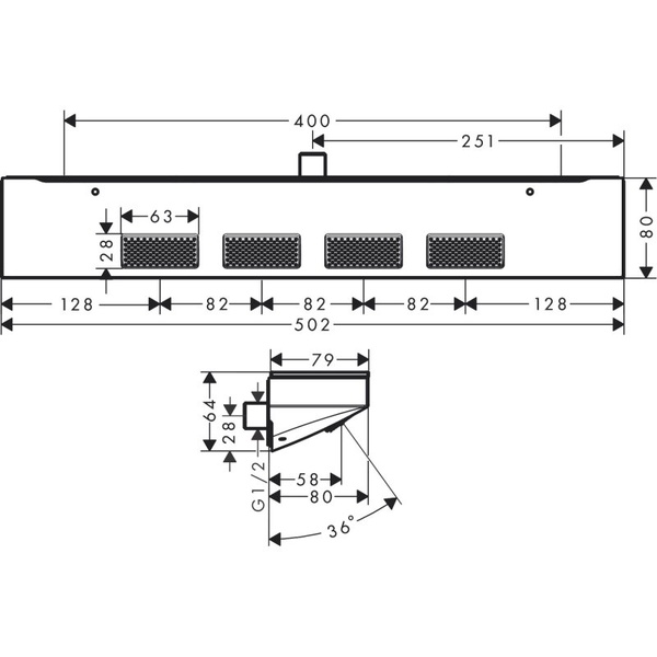 Боковой душ с полкой Hansgrohe Rainfinity 500 1jet 26243990 полированное золото 