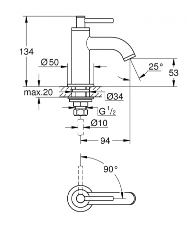 Вертикальный вентиль Grohe Atrio New 20021 003 (20021003) хром