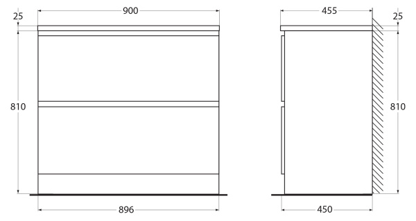 База под раковину напольная BelBagno ALBANO-900-2C-PIA-BL Bianco Lucido