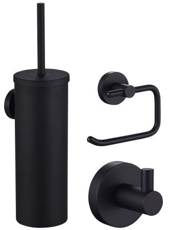 Набор аксессуаров из 3 предметов крючок, держатель для бумаги, ершик WONZON & WOGHAND, черный WW-8100-BL