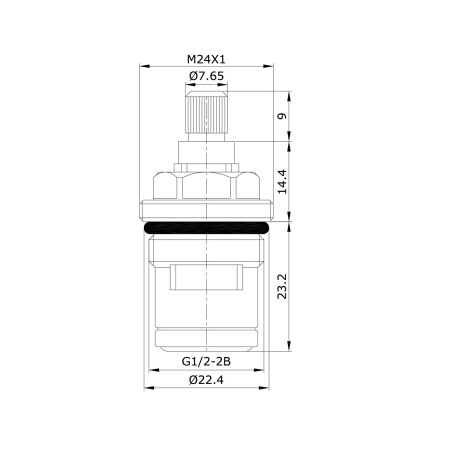 Кран-букса керамическая, 180°, 20 зубцов, G 1/2", M24, h=46 мм, IDDIS (998CR461SM)