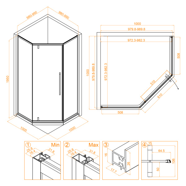 Душевой уголок (100х100) RGW SV-81-G 32328100-16 прозрачное