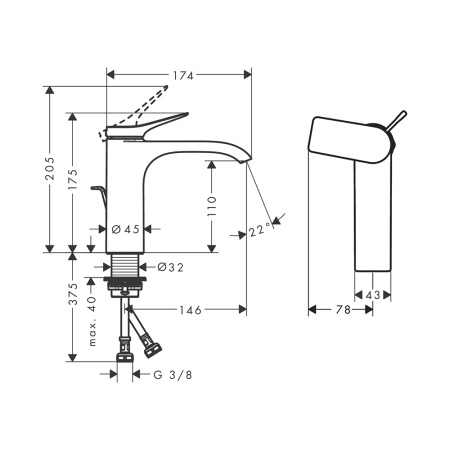 Смеситель для раковины без донного клапана CoolStart Hansgrohe Vivenis 75024000 хром