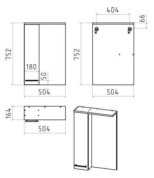 Зеркало-шкаф (50х75) Misty Крафт 50 левый П-Кра-02050-011Л