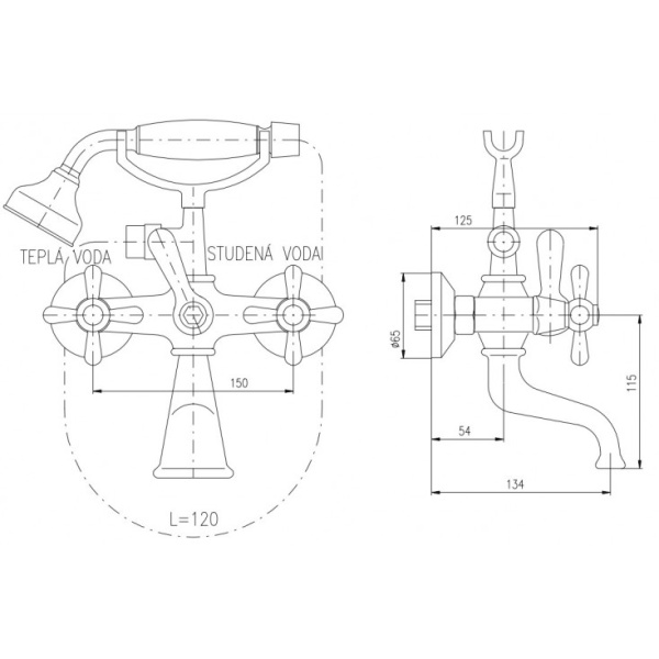 Смеситель для ванны Rav Slezak Morava Retro MK159.5/2B