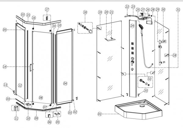 Душевая кабина Alvaro Banos BARCELONA P90.10-V2