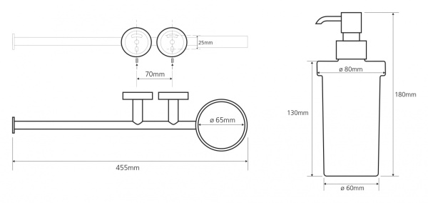 Держатель для полотенца с дозатором для жидкого мыла Bemeta Omega 104019012 Держатель для полотенца с дозатором для жидкого мыла Bemeta Omega 104019012