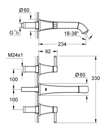 Смеситель для раковины Grohe Grandera 20415 000  (20415000) хром 