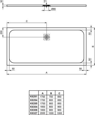 Душевой поддон (170х80) Ideal Standard ULTRAFLAT S K8284FV