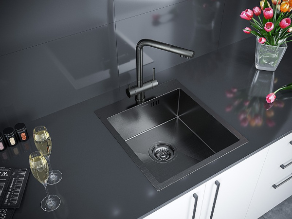 Кухонная мойка Paulmark  Favor PM214551-GM вороненая сталь