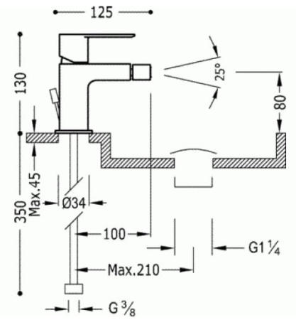 Смеситель для биде Tres Loft 20012001BLD