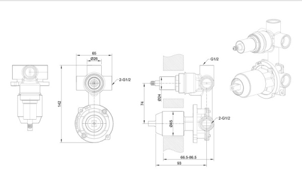 Внутреняя часть для смесителя Bravat Built-in D969CP-B-RUS Внутреняя часть для смесителя Bravat Built-in D969CP-B-RUS