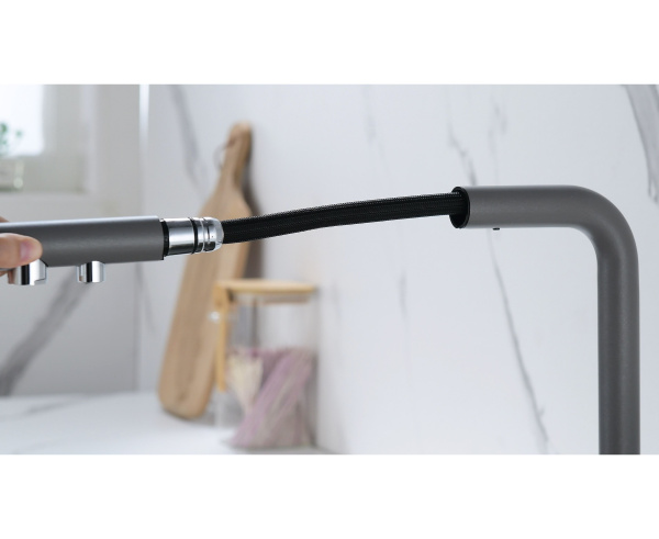 Смеситель для кухни с подключением к фильтру  Paulmark Serpentine Se213222-GRM