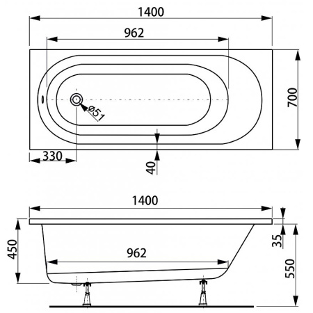 Акриловая ванна Vagnerplast Kasandra (140x70) VPBA157KAS2X-04