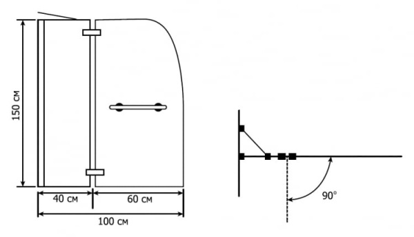 Шторка на ванну 100х150 RGW SC-13 01111310-11