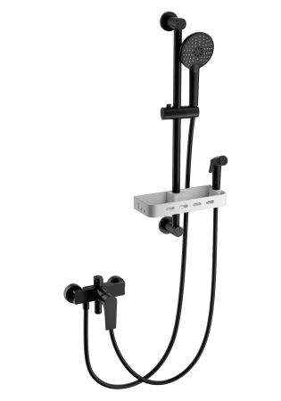 Смеситель для душа с гарнитуром WONZON & WOGHAND, черный матовый WW-A31003-MB