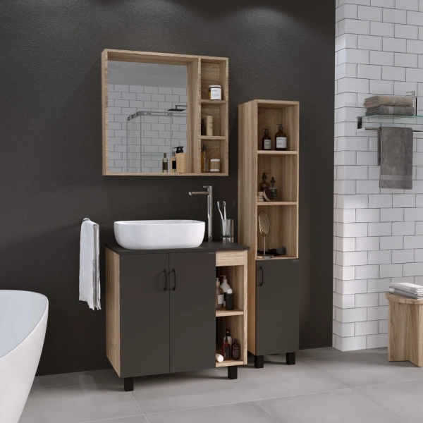 Тумба напольная Grossman ФЛАЙ-80. см 108002  дуб сонома/серая