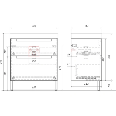 Тумба без раковины 70 см Aqwella Vancouver VAN01072N белый матовый