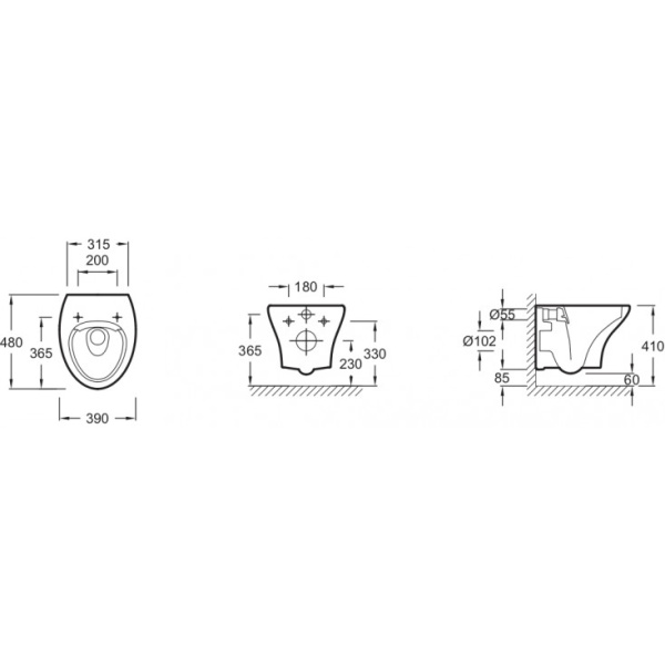 Унитаз подвесной Jacob Delafon Nouvelle Vague EDK102-00