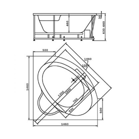 Акриловая ванна Aquatek Калипсо (146x146) KAL146-0000045