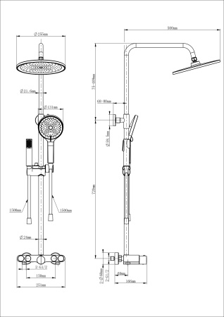 Душевая система с термостатом WONZON & WOGHAND MUSE Selesta, хром WW-B4113-CR