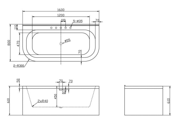 Ванна акриловая BelBagno BB31-1600