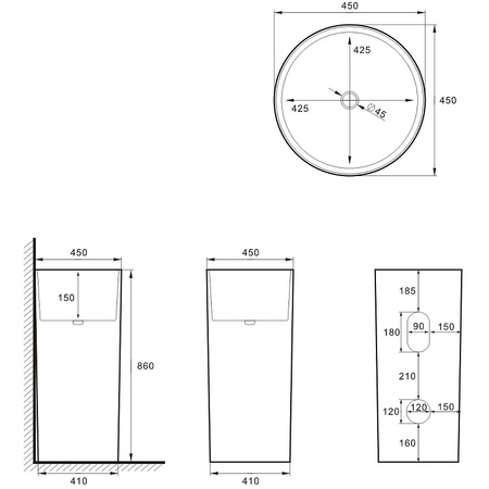 Раковина напольная (45х45) SantiLine SL-4014